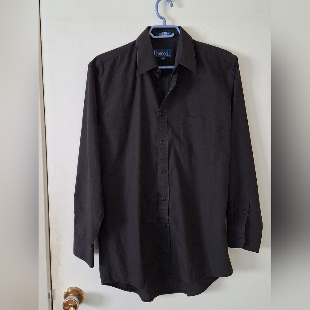 Protocol Brand Neck Size 14.5 Black Men's Dress Shirt